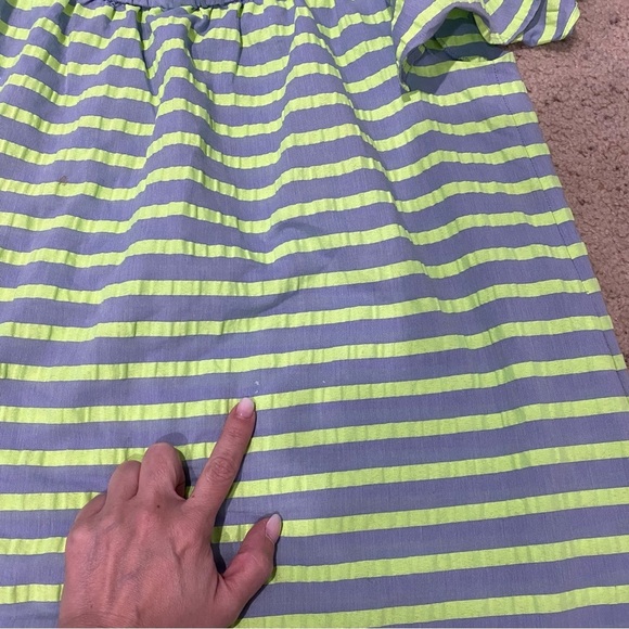 Corey Lynn Calter Anthropologie Bayside Off Shoulder Dress Green Striped Size L - Picture 7 of 11